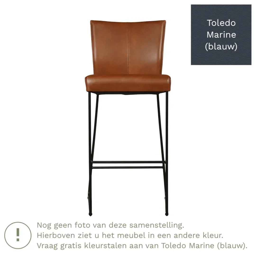afbeelding van Leren barkruk Mate hoog - Toledo Marine (blauw)