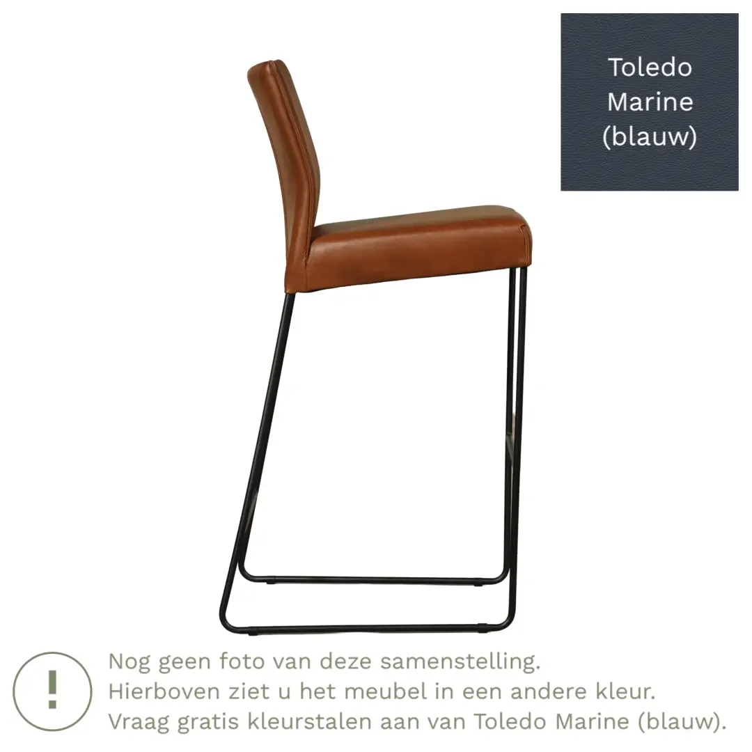 afbeelding van Leren barkruk Mate hoog - Toledo Marine (blauw)