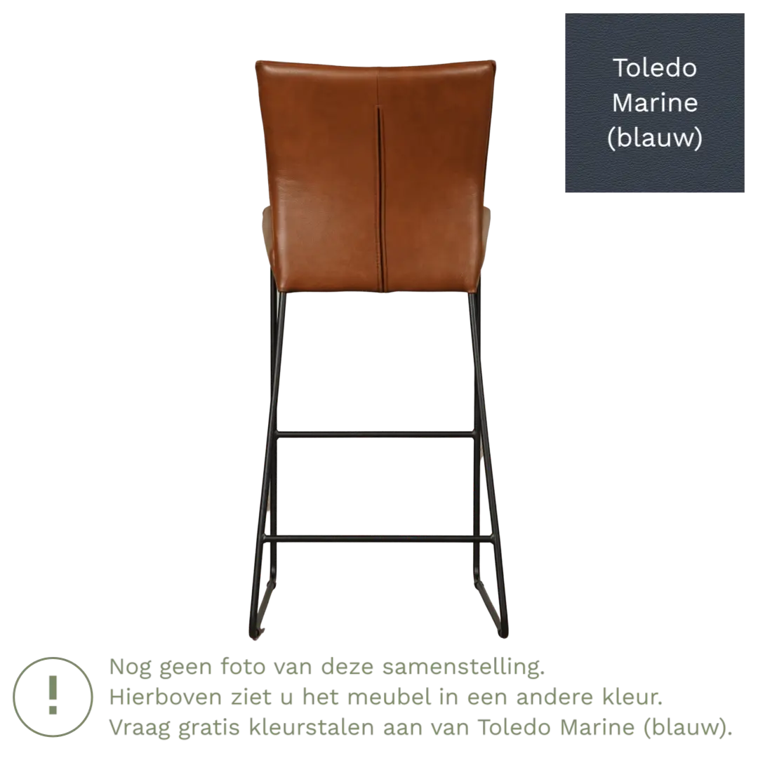 afbeelding van Leren barkruk Mate hoog - Toledo Marine (blauw)