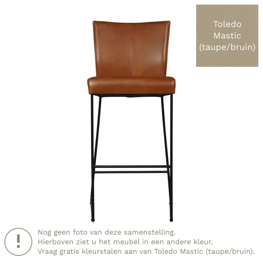 afbeelding van Leren barkruk Mate hoog - Toledo Mastic (taupe/bruin)