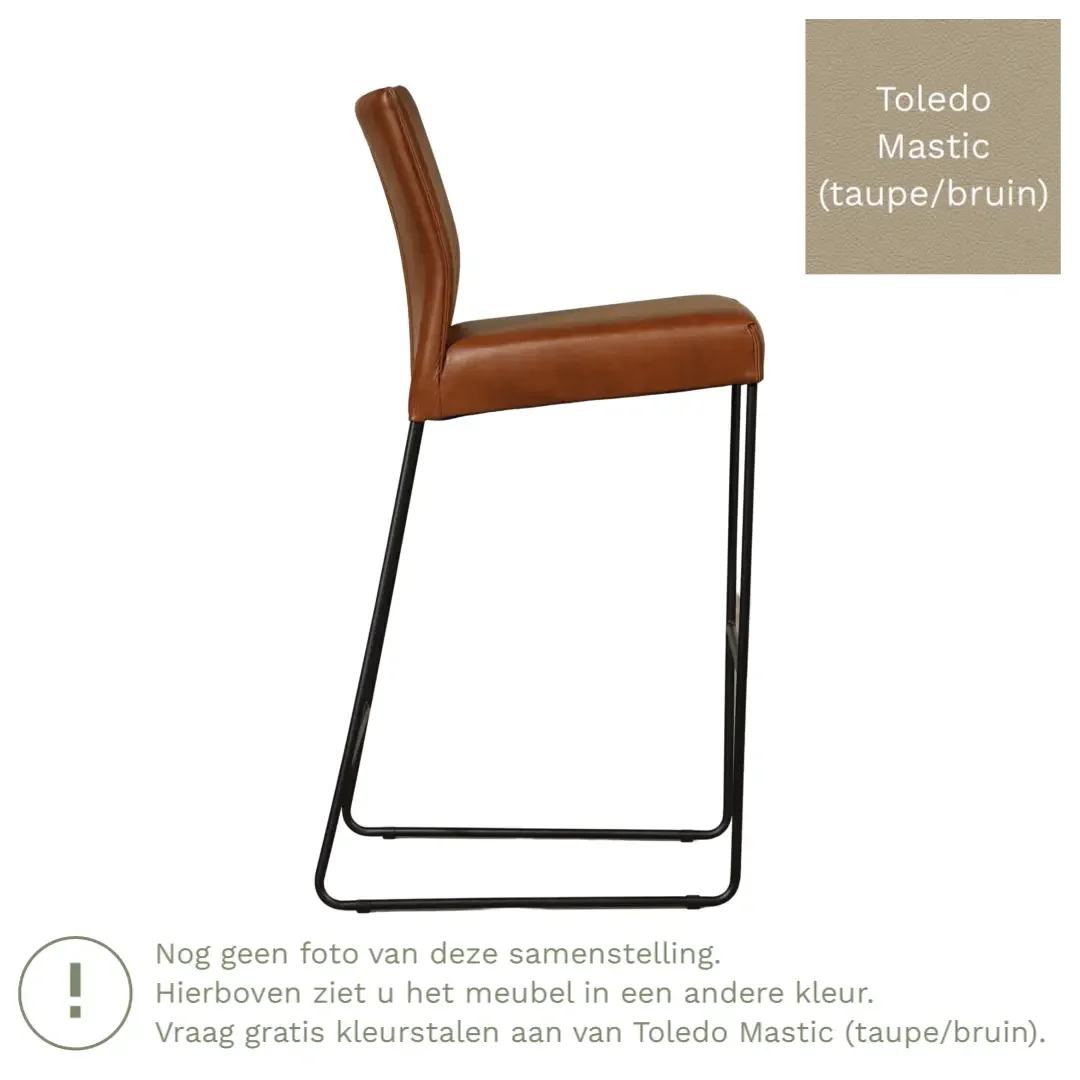 afbeelding van Leren barkruk Mate hoog - Toledo Mastic (taupe/bruin)