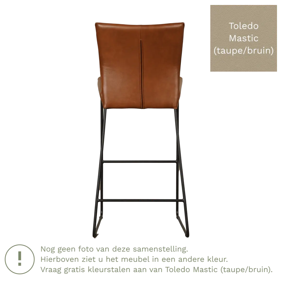 afbeelding van Leren barkruk Mate hoog - Toledo Mastic (taupe/bruin)