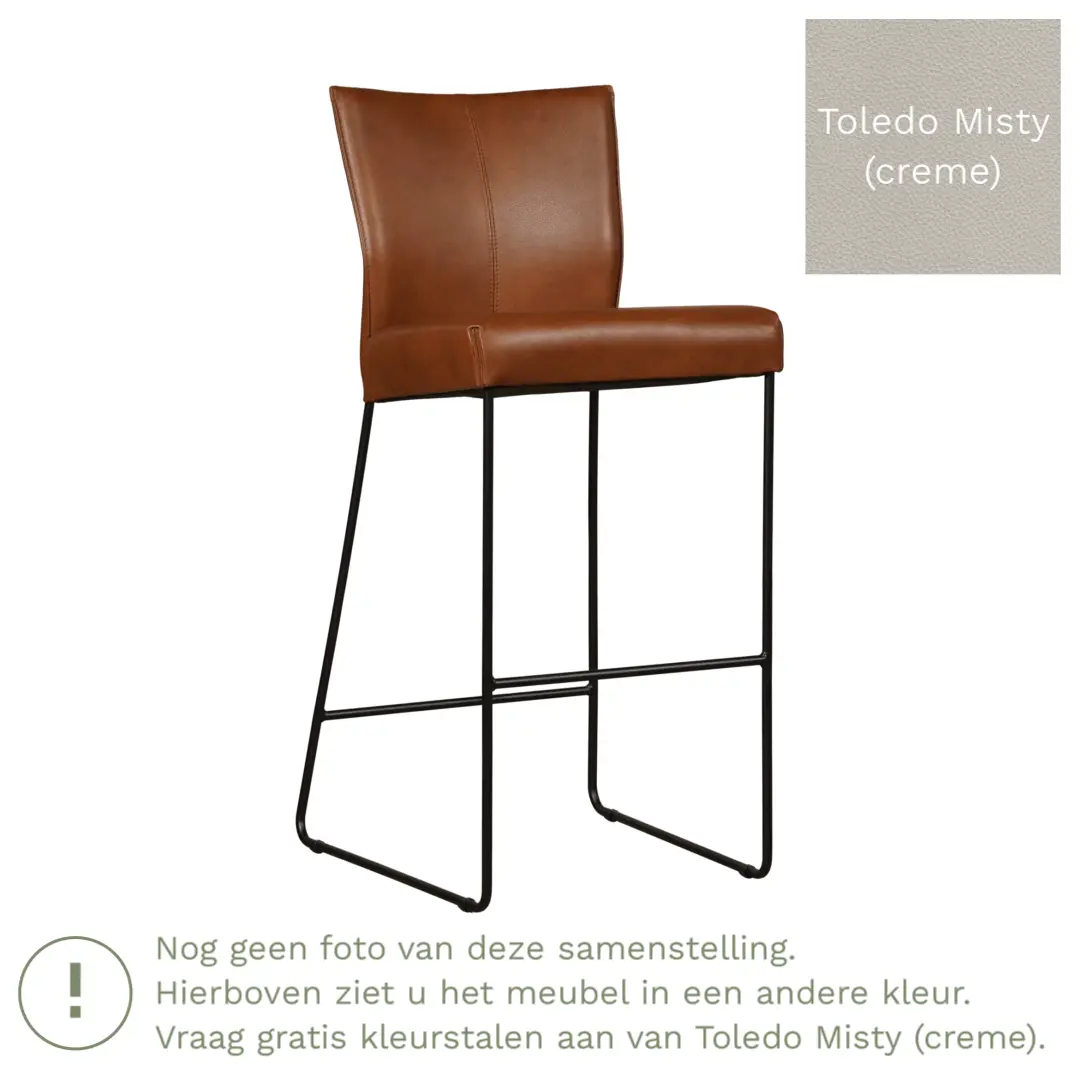 afbeelding van Leren barkruk Mate hoog - Toledo Misty (crème)