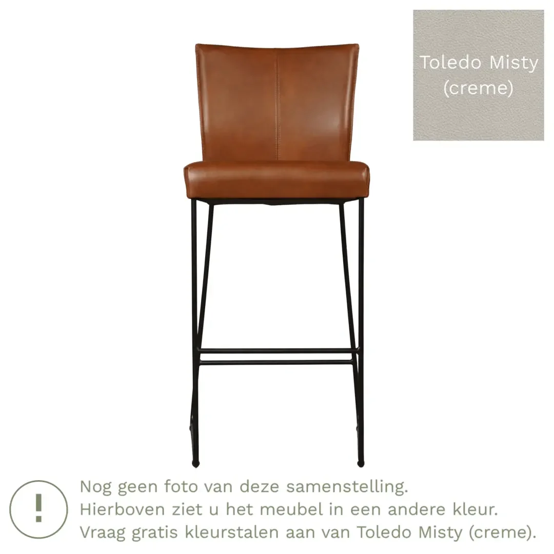 afbeelding van Leren barkruk Mate hoog - Toledo Misty (crème)