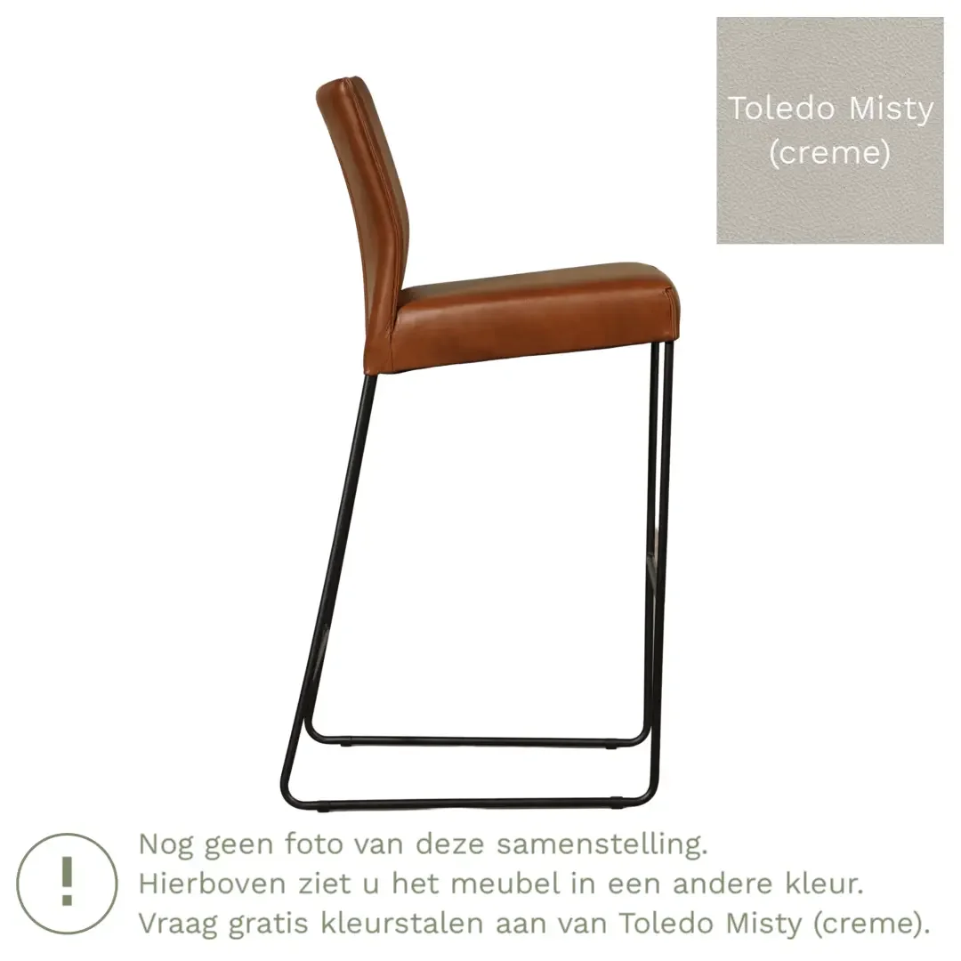 afbeelding van Leren barkruk Mate hoog - Toledo Misty (crème)