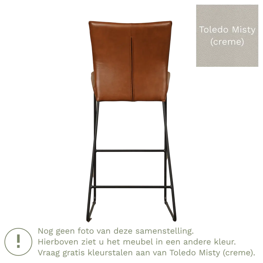 afbeelding van Leren barkruk Mate hoog - Toledo Misty (crème)