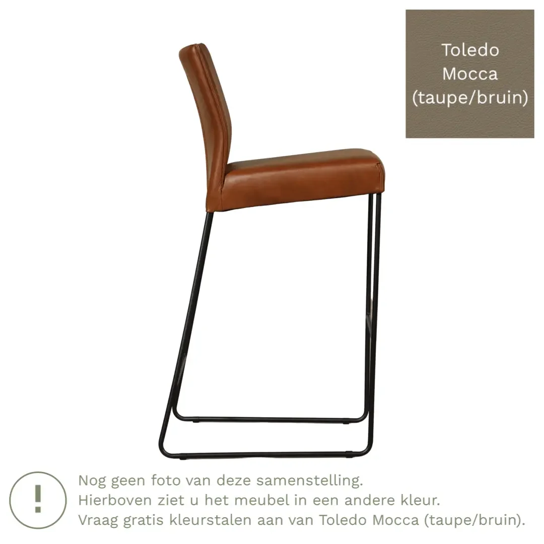 afbeelding van Leren barkruk Mate hoog - Toledo Mocca (taupe/bruin)