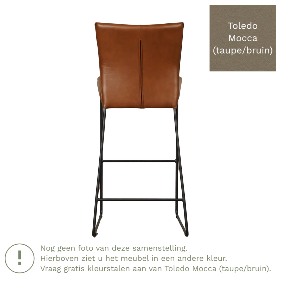 afbeelding van Leren barkruk Mate hoog - Toledo Mocca (taupe/bruin)