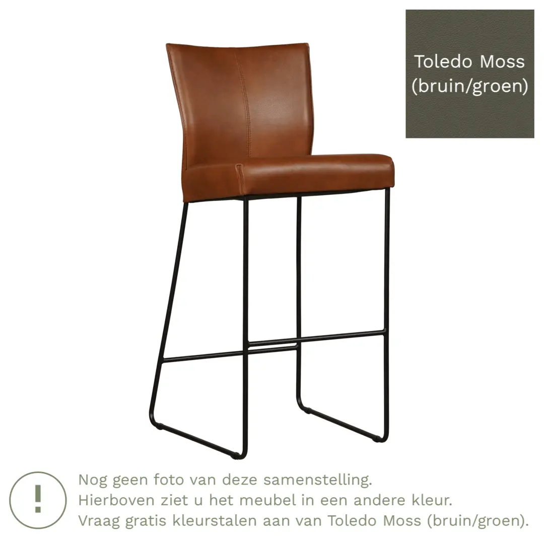 afbeelding van Leren barkruk Mate hoog - Toledo Moss (bruin/groen)