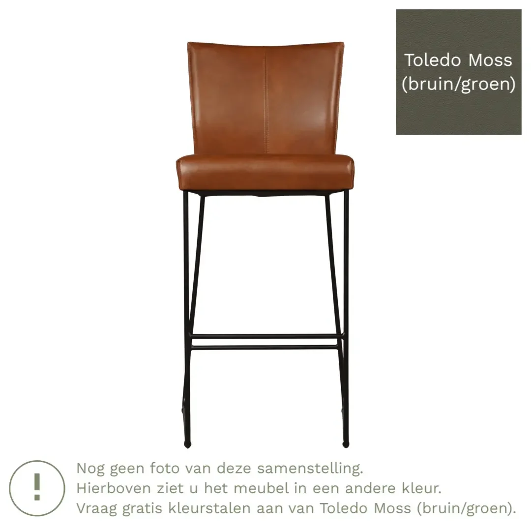 afbeelding van Leren barkruk Mate hoog - Toledo Moss (bruin/groen)