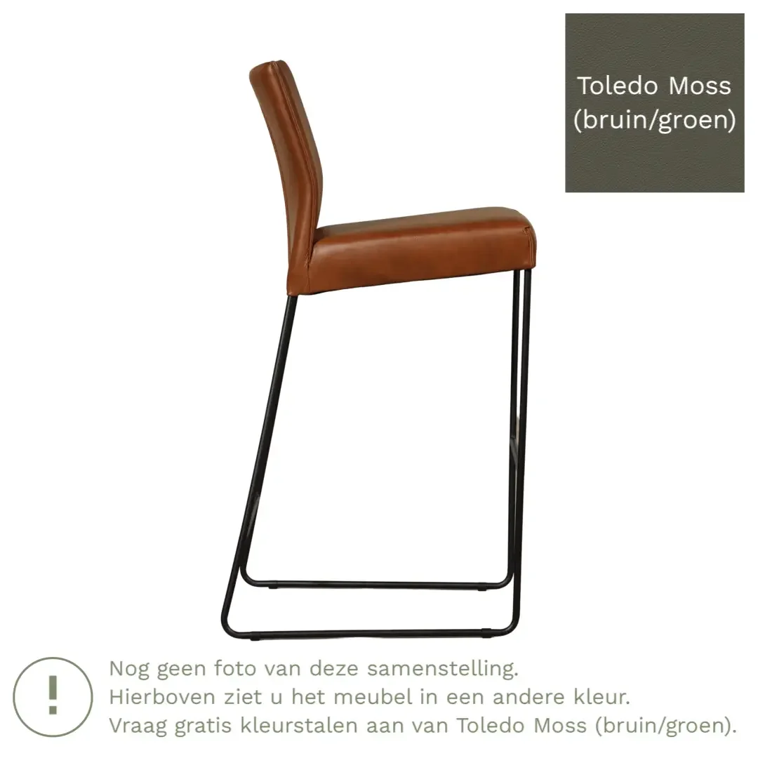 afbeelding van Leren barkruk Mate hoog - Toledo Moss (bruin/groen)