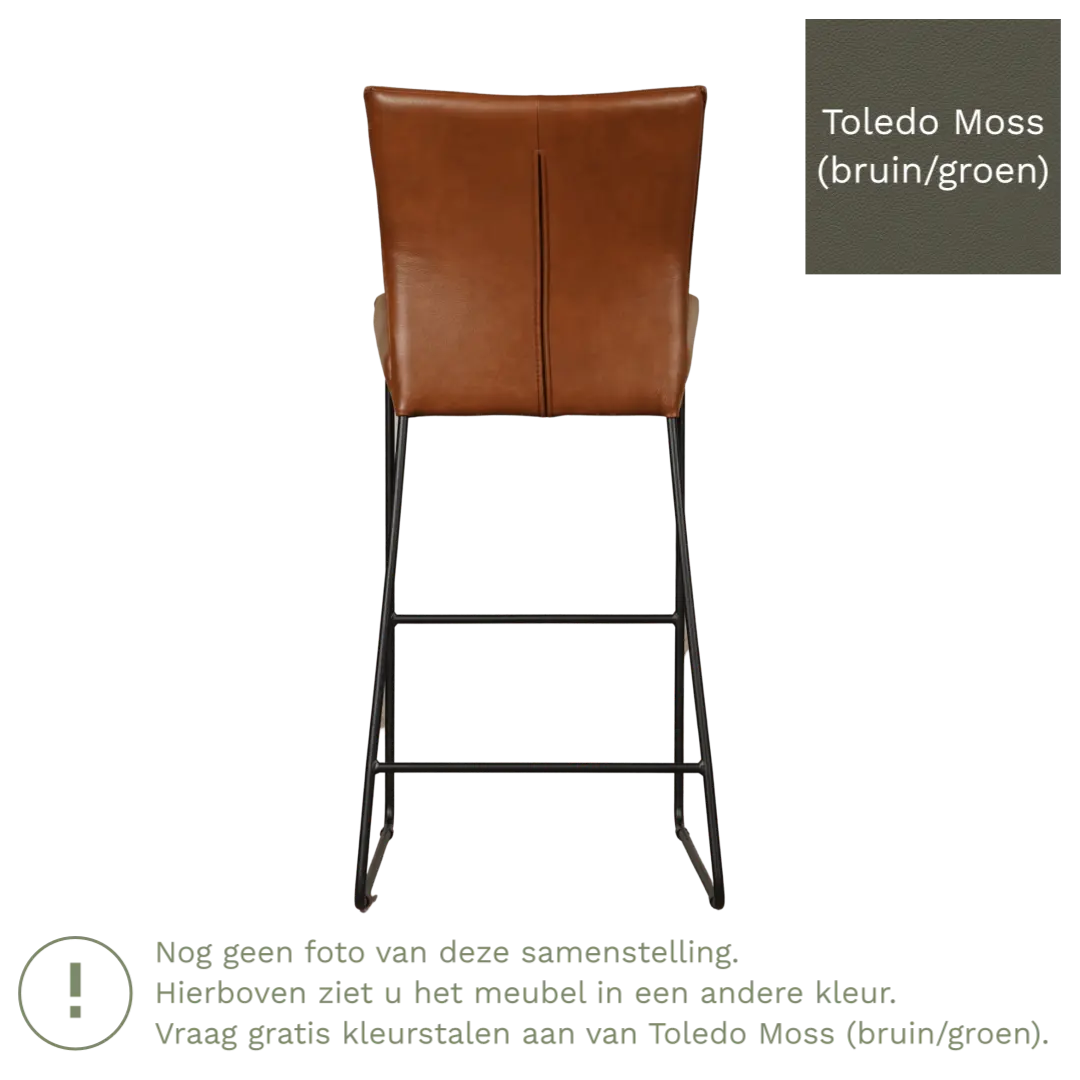 afbeelding van Leren barkruk Mate hoog - Toledo Moss (bruin/groen)