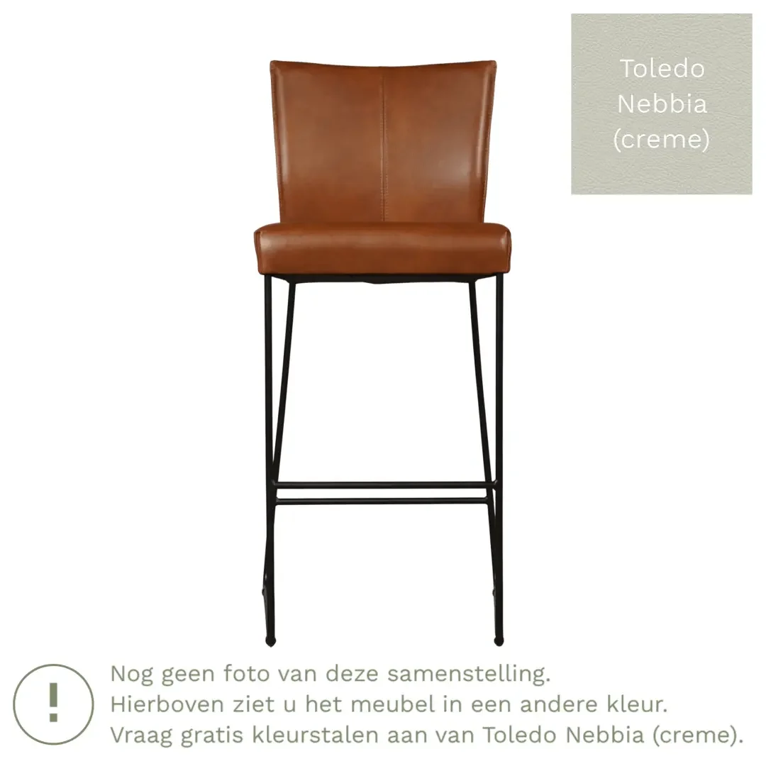afbeelding van Leren barkruk Mate hoog - Toledo Nebbia (crème)