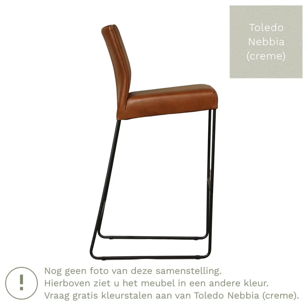 afbeelding van Leren barkruk Mate hoog - Toledo Nebbia (crème)
