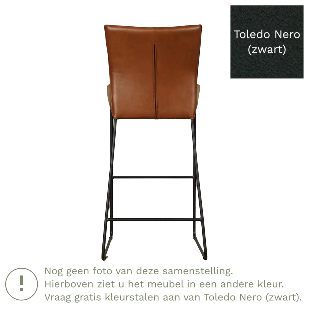 afbeelding van Leren barkruk Mate hoog - Toledo Nero (zwart)