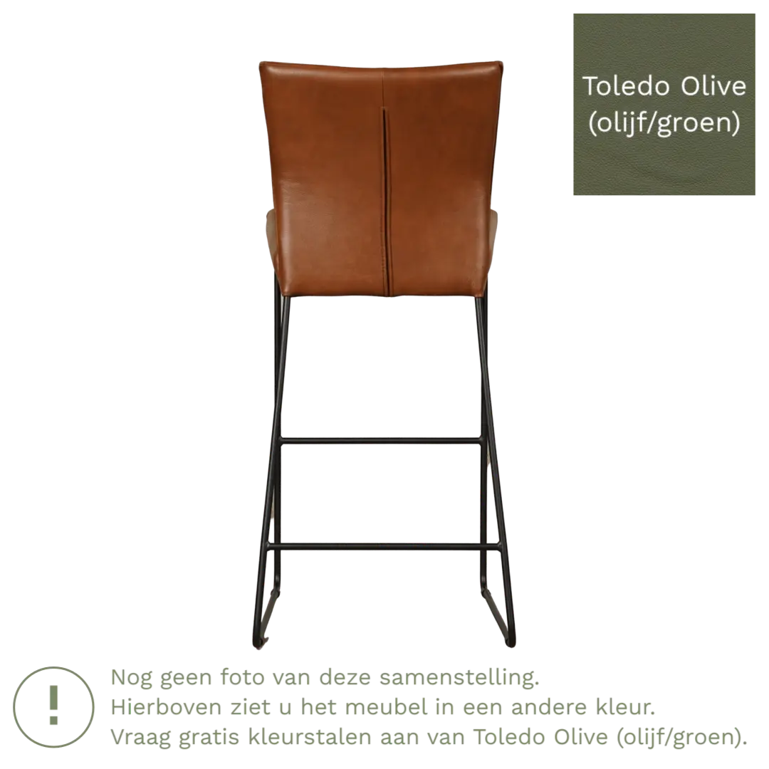 afbeelding van Leren barkruk Mate hoog - Toledo Olive (olijf/goen)