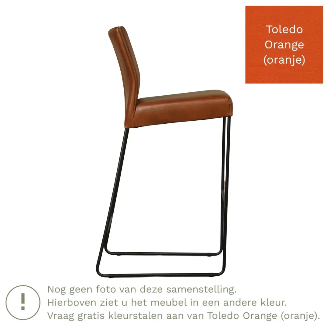 afbeelding van Leren barkruk Mate hoog - Toledo Orange (oranje)