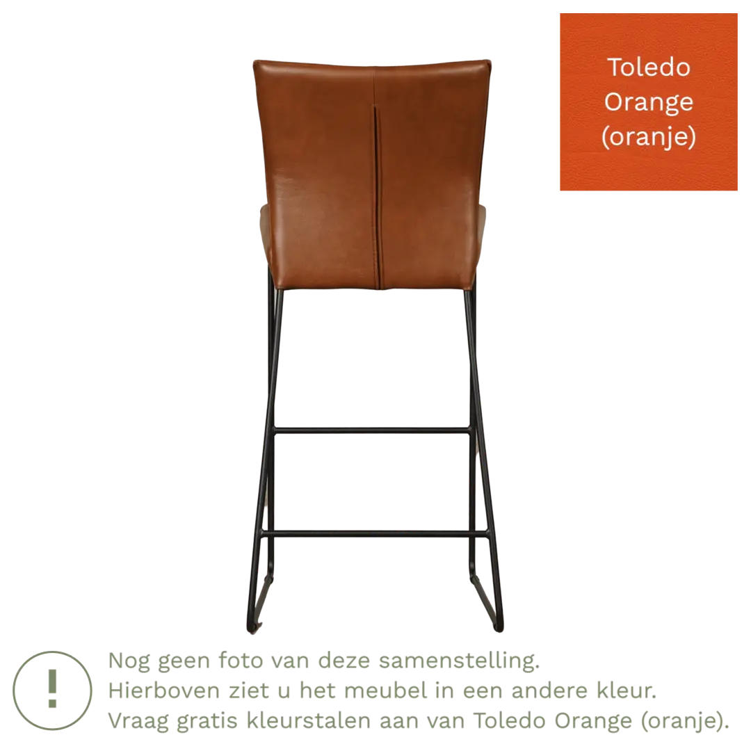 afbeelding van Leren barkruk Mate hoog - Toledo Orange (oranje)
