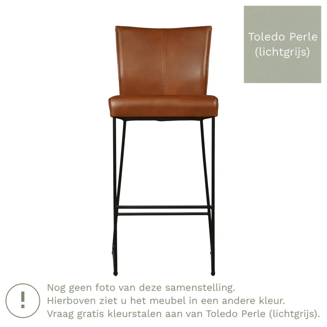 afbeelding van Leren barkruk Mate hoog - Toledo Perle (lichtgrijs)