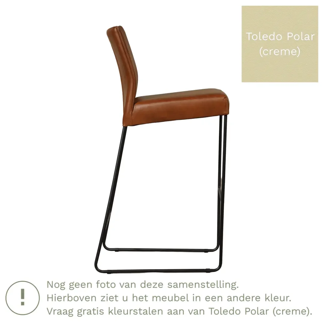 afbeelding van Leren barkruk Mate hoog - Toledo Polar (crème)