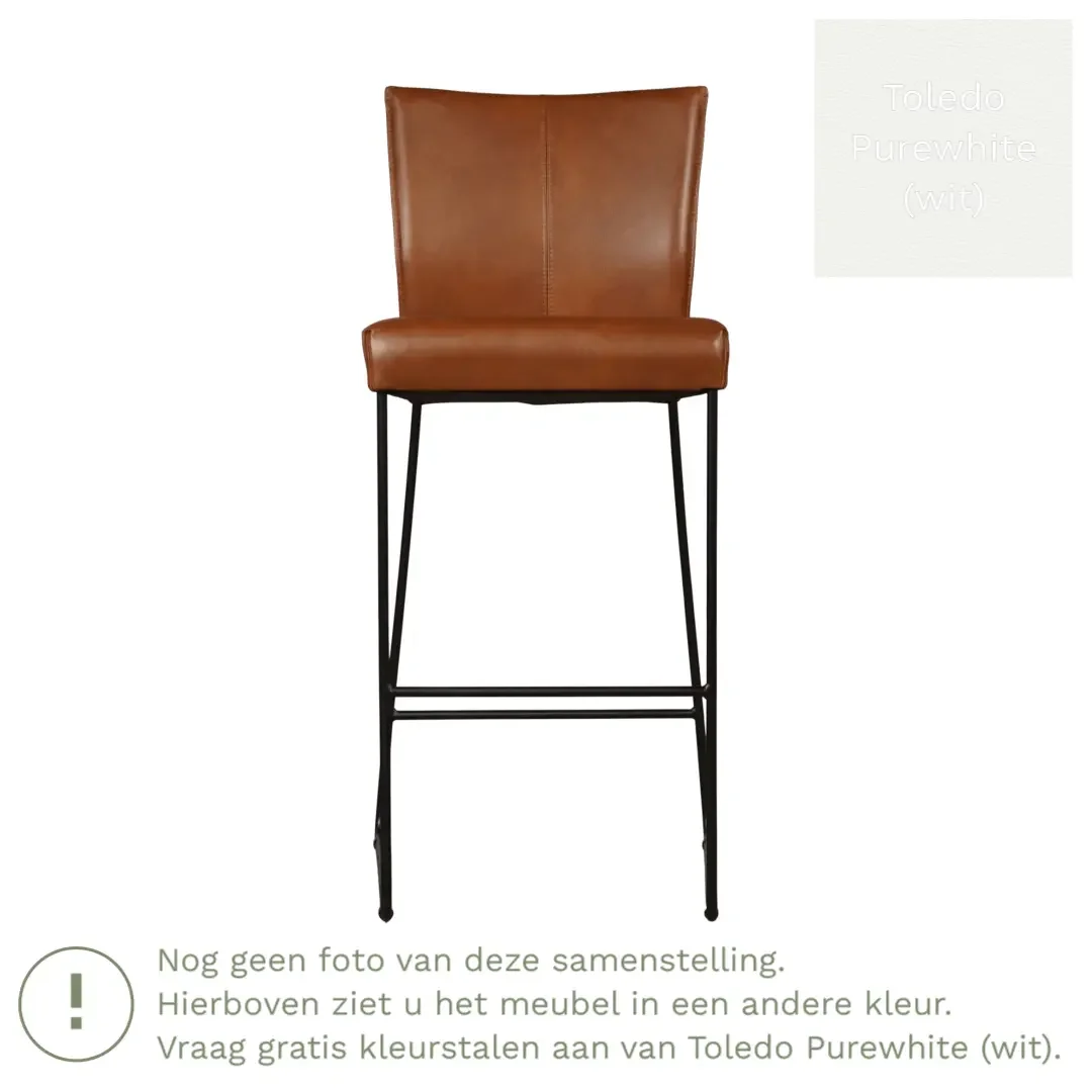 afbeelding van Leren barkruk Mate hoog - Toledo Purewhite (wit)