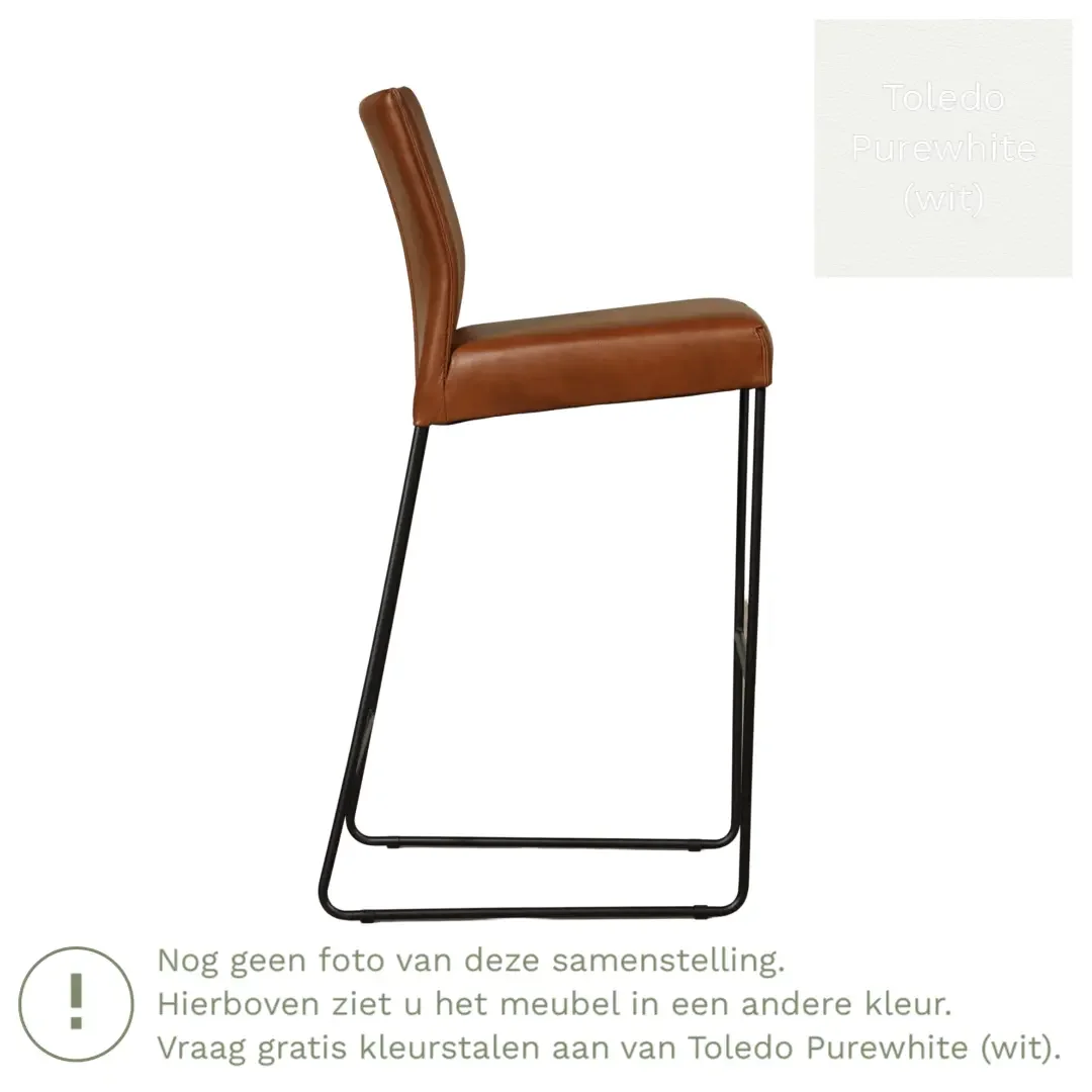 afbeelding van Leren barkruk Mate hoog - Toledo Purewhite (wit)