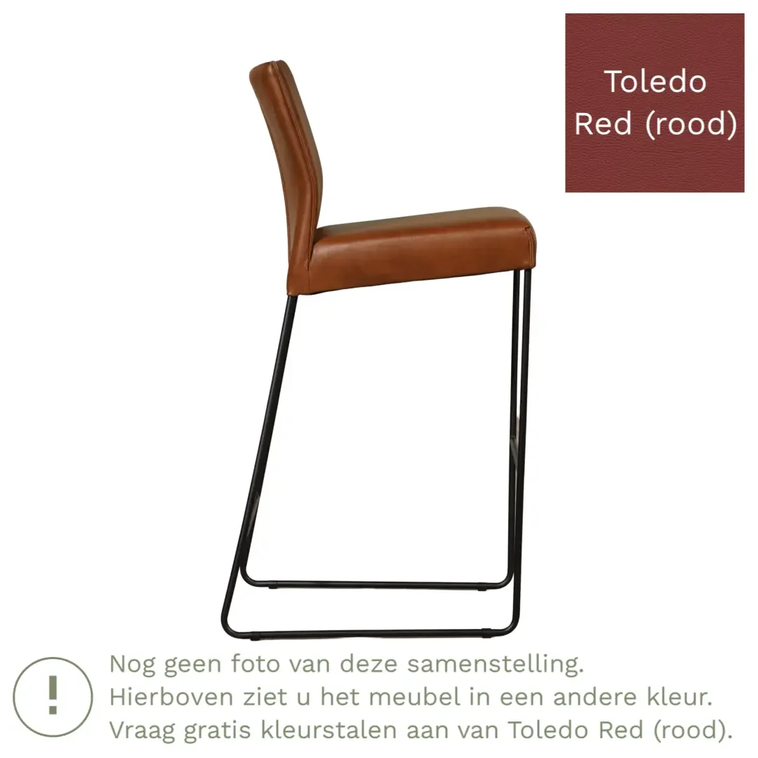 afbeelding van Leren barkruk Mate hoog - Toledo Red (rood)