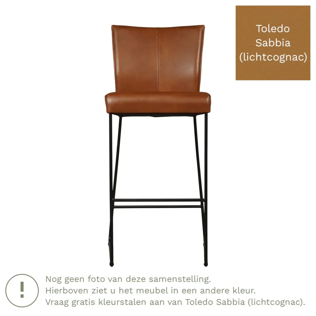 afbeelding van Leren barkruk Mate hoog - Toledo Sabbia (lichtcognac)