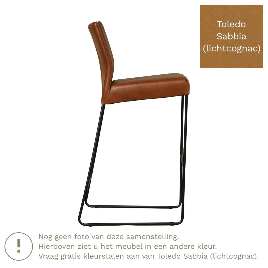 afbeelding van Leren barkruk Mate hoog - Toledo Sabbia (lichtcognac)