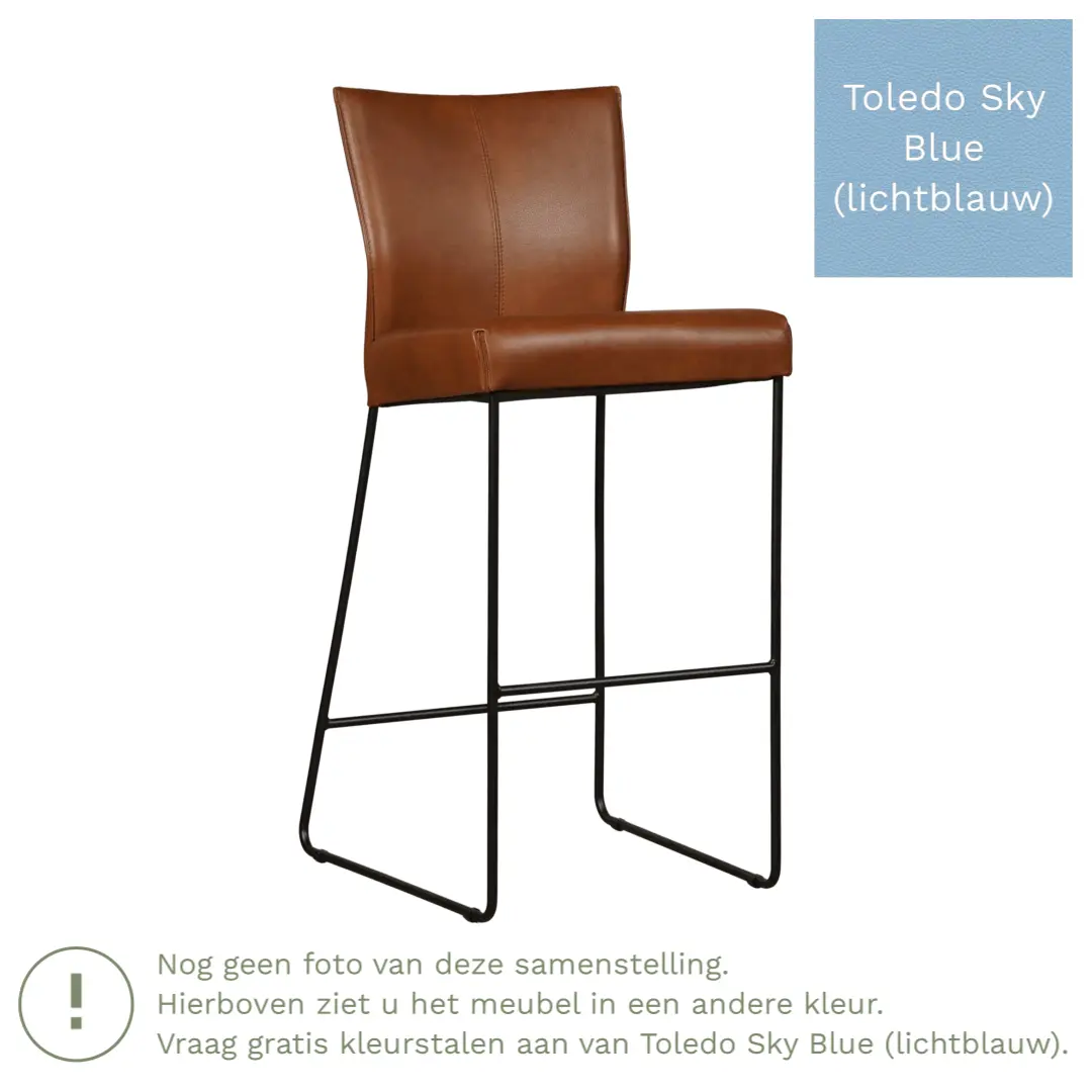afbeelding van Leren barkruk Mate hoog - Toledo Sky Blue (lichtblauw)