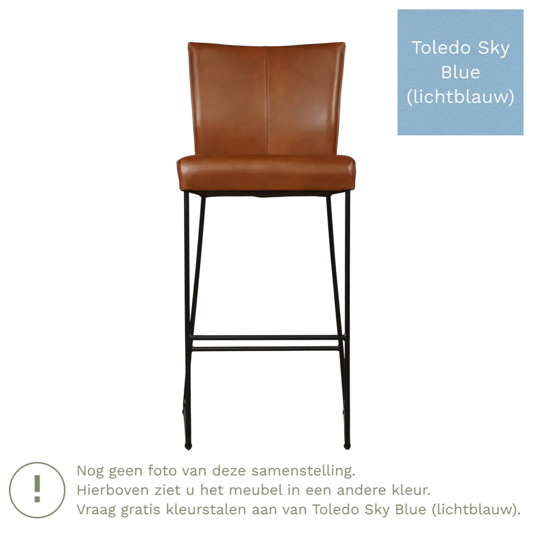 afbeelding van Leren barkruk Mate hoog - Toledo Sky Blue (lichtblauw)