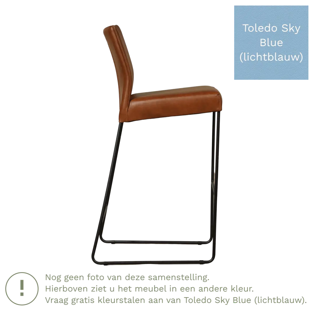 afbeelding van Leren barkruk Mate hoog - Toledo Sky Blue (lichtblauw)