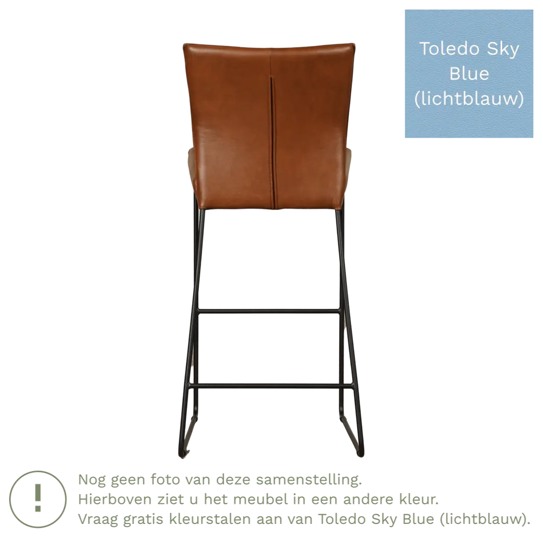 afbeelding van Leren barkruk Mate hoog - Toledo Sky Blue (lichtblauw)