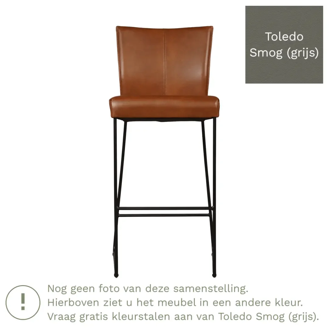 afbeelding van Leren barkruk Mate hoog - Toledo Smog (grijs)