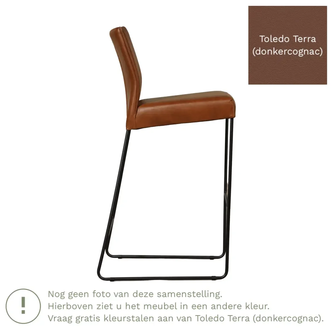 afbeelding van Leren barkruk Mate hoog - Toledo Terra (donkercognac)