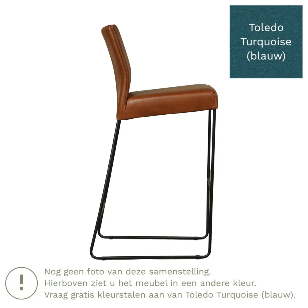 afbeelding van Leren barkruk Mate hoog - Toledo Turquoise (blauw)