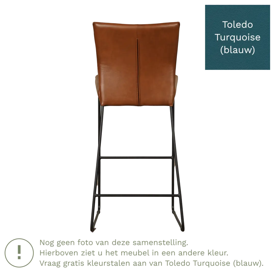 afbeelding van Leren barkruk Mate hoog - Toledo Turquoise (blauw)