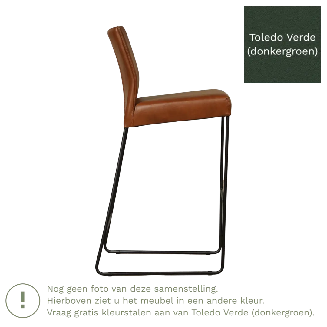 afbeelding van Leren barkruk Mate hoog - Toledo Verde (donkergroen)