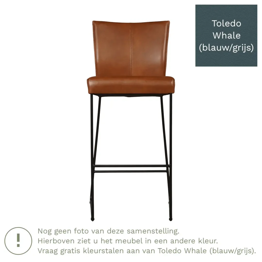 afbeelding van Leren barkruk Mate hoog - Toledo Whale (blauw/grijs)