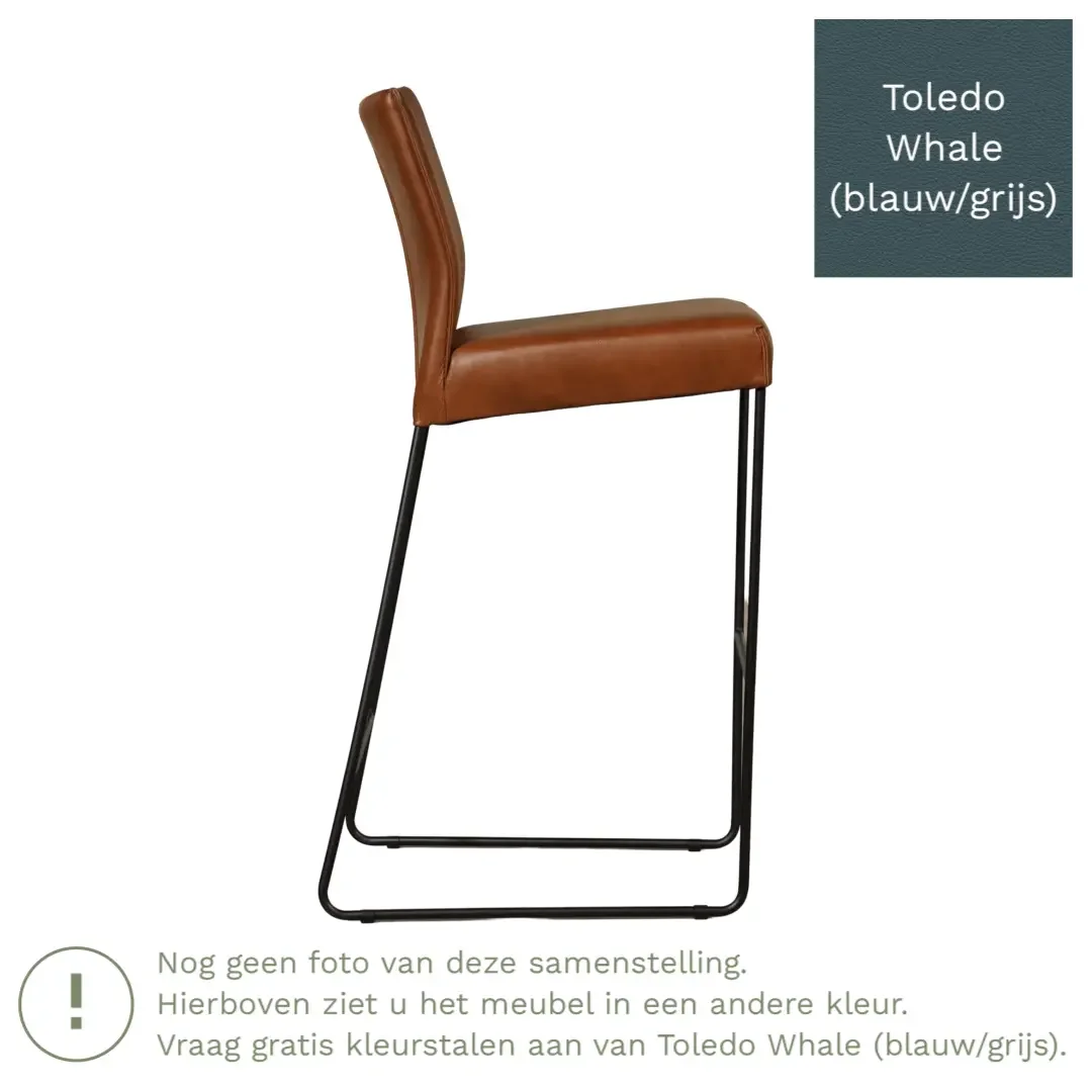 afbeelding van Leren barkruk Mate hoog - Toledo Whale (blauw/grijs)