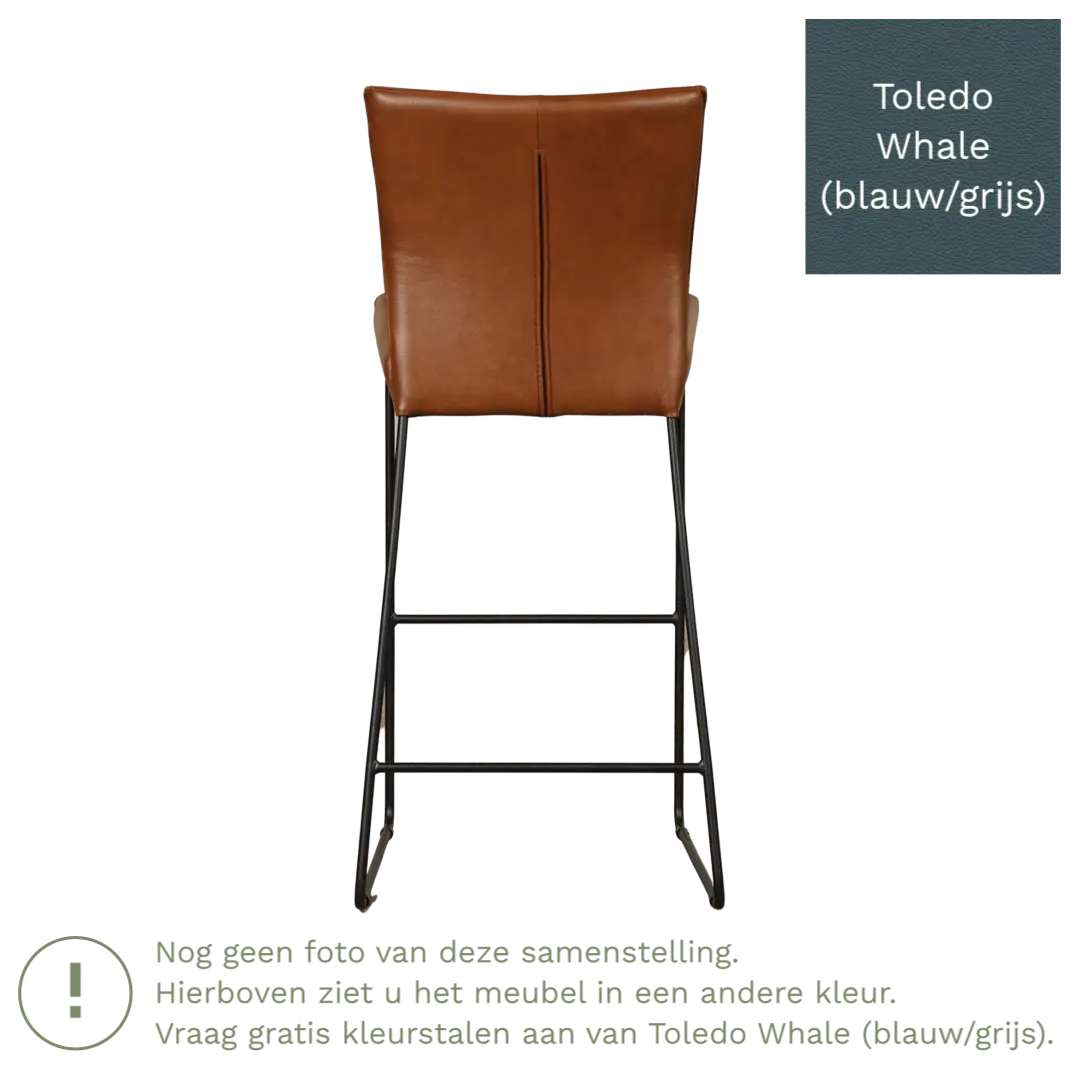 afbeelding van Leren barkruk Mate hoog - Toledo Whale (blauw/grijs)