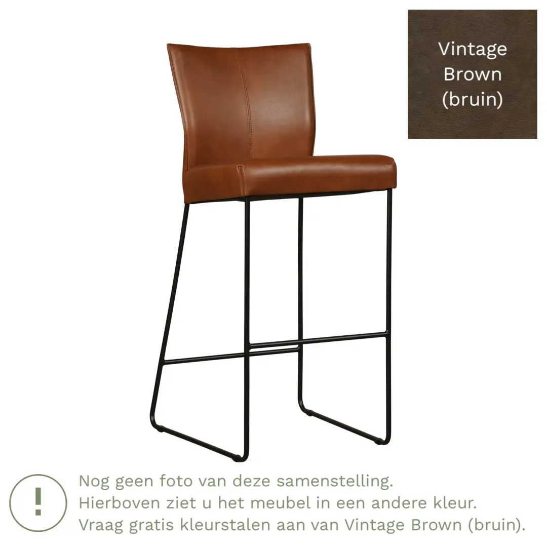afbeelding van Leren barkruk Mate hoog - Vintage Brown (bruin)