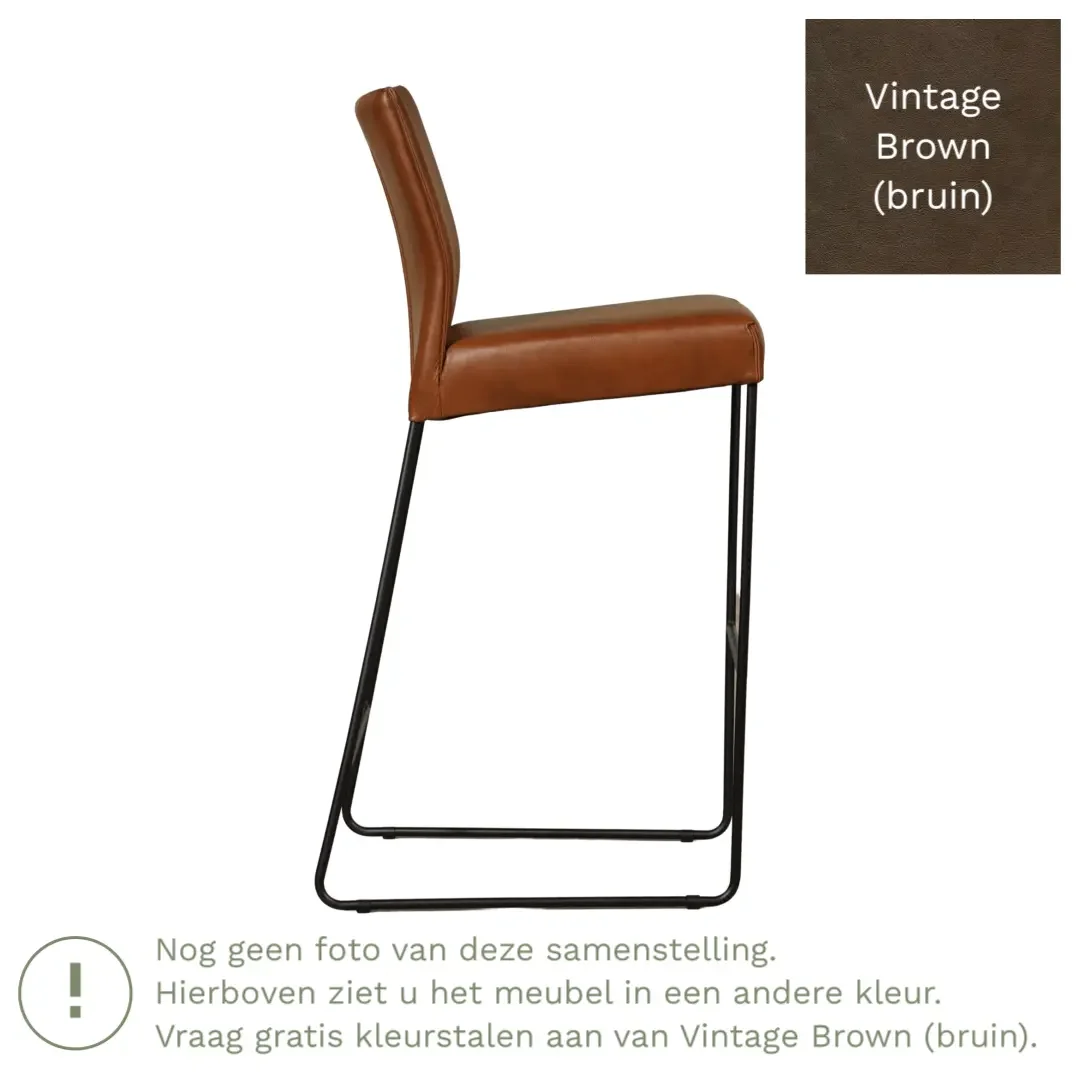 afbeelding van Leren barkruk Mate hoog - Vintage Brown (bruin)