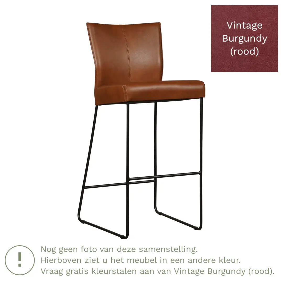 afbeelding van Leren barkruk Mate hoog - Vintage Burgundy (rood)