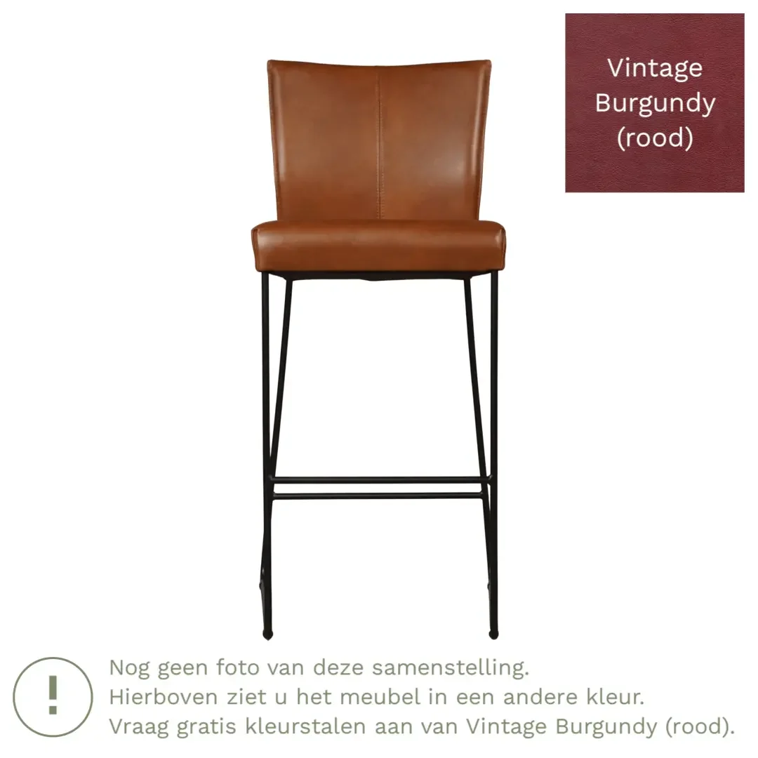 afbeelding van Leren barkruk Mate hoog - Vintage Burgundy (rood)