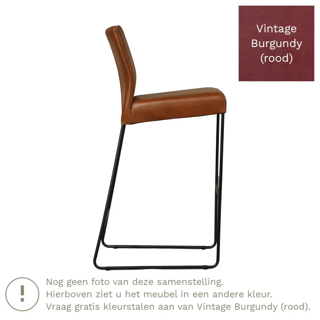 afbeelding van Leren barkruk Mate hoog - Vintage Burgundy (rood)