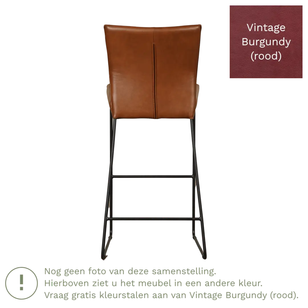 afbeelding van Leren barkruk Mate hoog - Vintage Burgundy (rood)