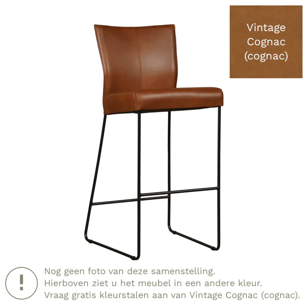 afbeelding van Leren barkruk Mate hoog - Vintage Cognac (cognac)