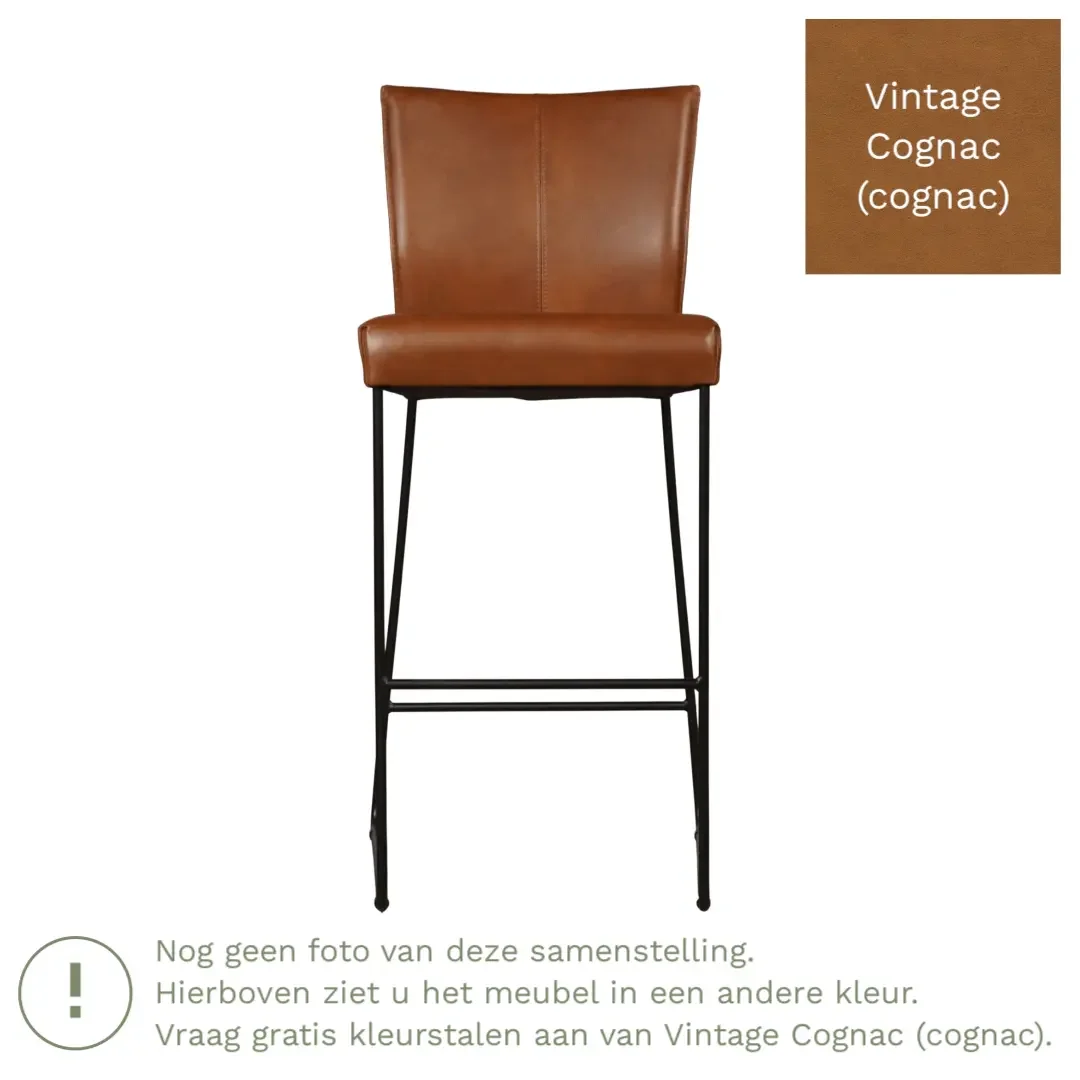 afbeelding van Leren barkruk Mate hoog - Vintage Cognac (cognac)