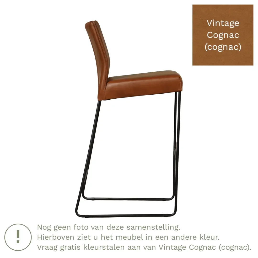 afbeelding van Leren barkruk Mate hoog - Vintage Cognac (cognac)